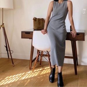 JENNI KAYNE Dress Womens XS Gray Sleeveless Sweater Dress Crew neck Midi